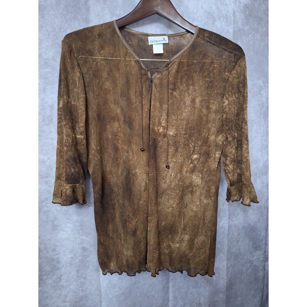 Vintage 90s Liquid Knit Fairy Grunge Indie Top Sz 2XL Sheer Cowgirl Festival USA